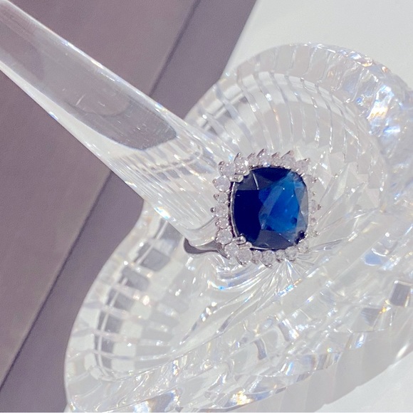 Sterling Silver Cubic Zirconia Blue Sapphire Ring - Picture 9 of 16